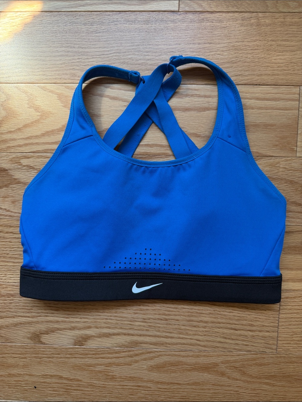Nike Royal Blue Cross-Back Sports Bra with Black Band